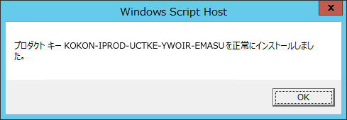 プロダクトキーを正常にインストールしました